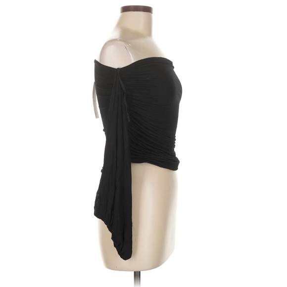 MARCELLA NYC Alana Top {$98} Black Straight Square Neck Off Shoulder Draped Lrg - Picture 9 of 10